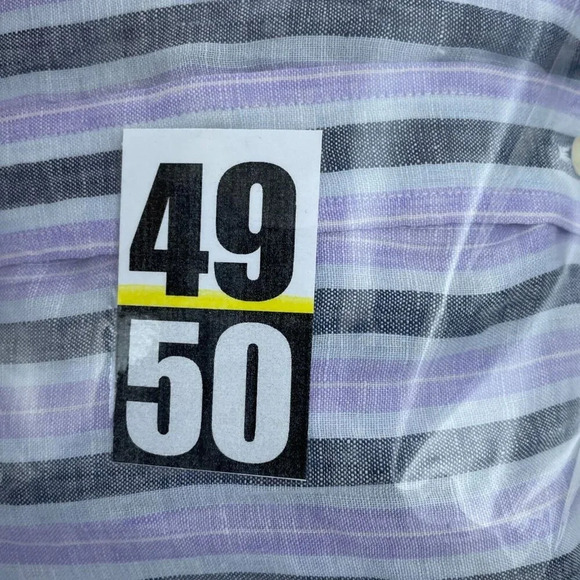 Astor & Black Mens XL Striped Long Sleeve Linen Button-Up Shirt 4950 - Picture 7 of 9